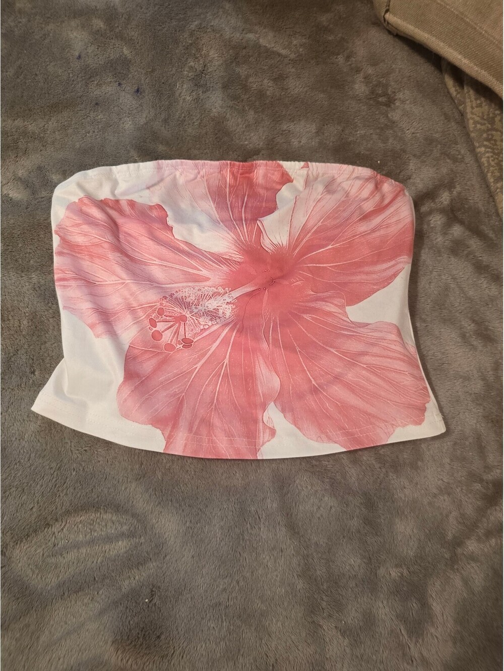 SHEIN pink floral strapless tube top
